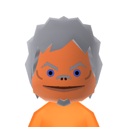 Goron Mii character: A species from the "Legend of Zelda" franchise. They live in the mountains and eat rocks.