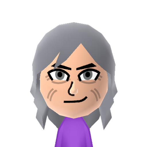Agatha Mii character: From Pokemon. Agatha is the ghost/poison elite four member. She also is known to go way back with Professor Oak.