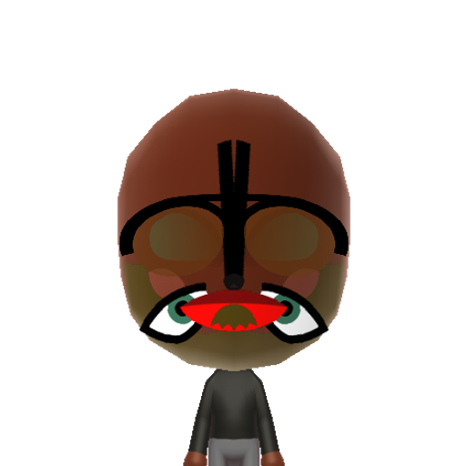 dopler Mii character: The makeup and the glasses are one storm and the eyes mouth mustache beard pink makeup are another big storm. The mole and eyebrows are the radar.