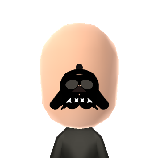 vader face Mii character: The Sith Lord from Star Wars on the face of a Mii.