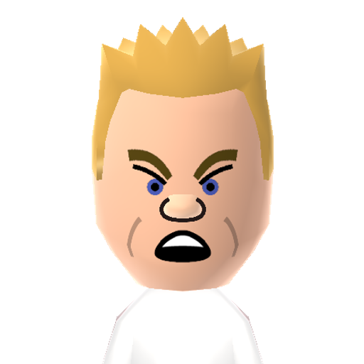 ChefRamsay Mii character: Passionate and often irate TV chef from "Hell's Kitchen".