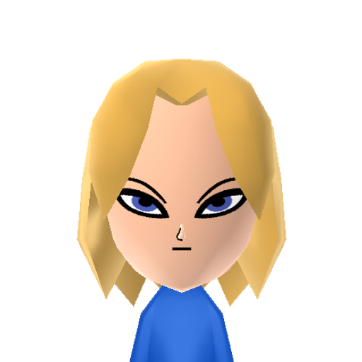 Android#18 Mii character: Android character from the "Dragon Ball Z" anime.