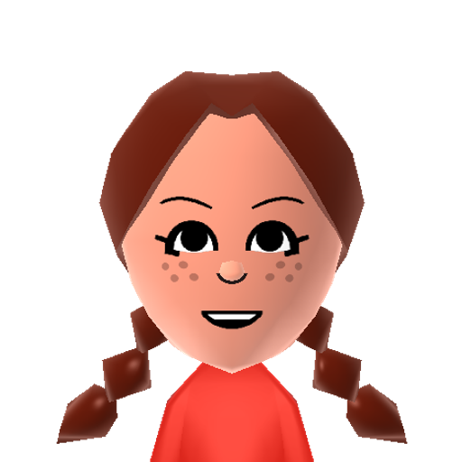Wendy's Mii character: This is a Mii uploaded for the 3DS version and distributed by Mii Central for both the 3DS and Switch versions of Miitopia.