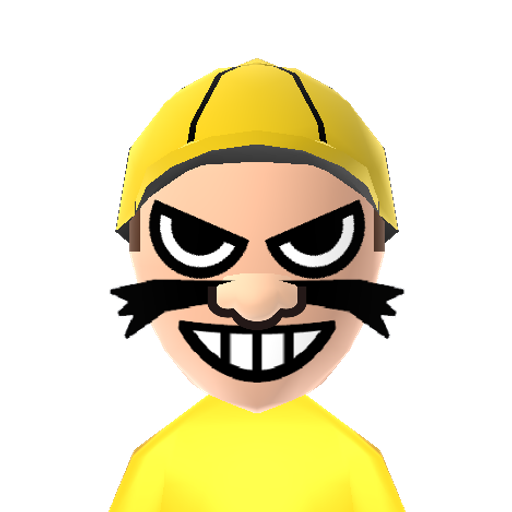 wario Mii character: This is a Mii uploaded for the 3DS version and distributed by Mii Central for both the 3DS and Switch versions of Miitopia.