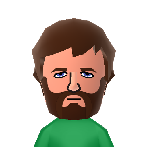 Harmon Mii character: Creator of "Community," "Rick and Morty," and Mayor of "Harmontown" -a weekly live comedy show and podcast at Meltdown Comics.