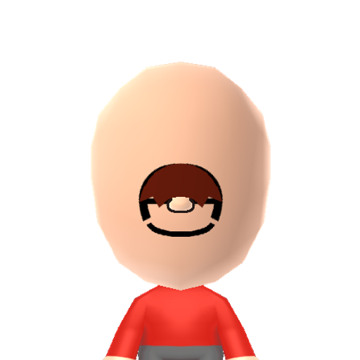 Pokeball Mii character: Pokemon essential item on the face of a Mii.