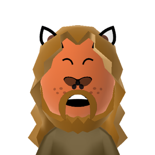 Cowardly Mii character: Dorothy's friend in search of courage from "The Wizard of Oz".