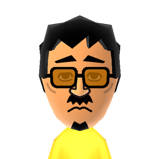 Russell Mii character: A Mii from Press Sports, a mod for Wii Sports.