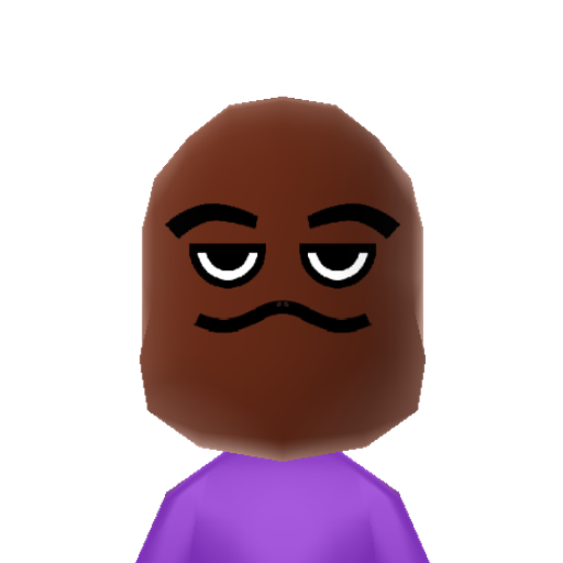 Grimace Mii character: A Mii from Wii Sports Resort: Meme Squad, a mod for Wii Sports Resort