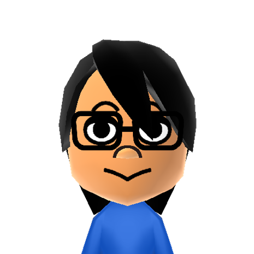 Happiness Mii character: A random Mii from the Switch I created using the "Create from Likeness" feature