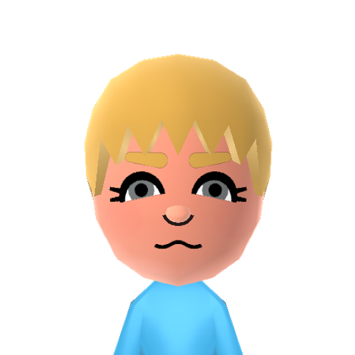 Maximilian Mii character: A Mii from Jackson's WSR Mod, a mod for Wii Sports Resort.