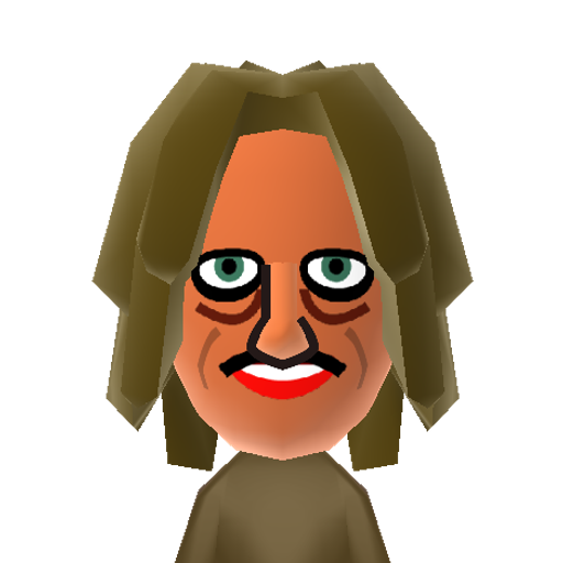 Old Gregg Mii character: A cave-dwelling, cross-dressing, hermaphroditic merman from the show "The Mighty Boosh". Portrayed by English comedian Noel Fielding.