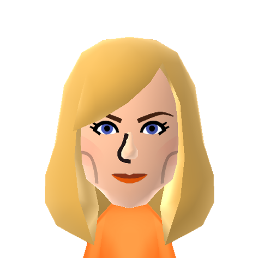 Rachel G Mii character: Character from "Friends" played by Jennifer Aniston.