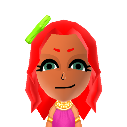 Starfire Mii character: (Source: https://www.reddit.com/r/tomodachilife/comments/1ox3k6g/)