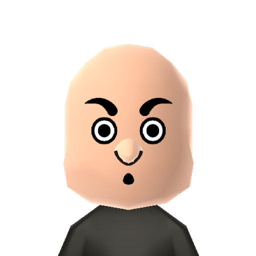 Curly H. Mii character: The bald stooge from the classic slapstick comedy trio "The Three Stooges".