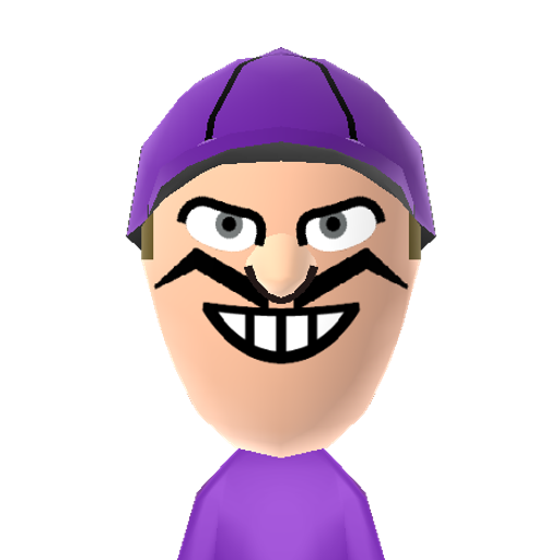 Waluigi Mii character: Luigi's evil counterpart from Nintendo games.