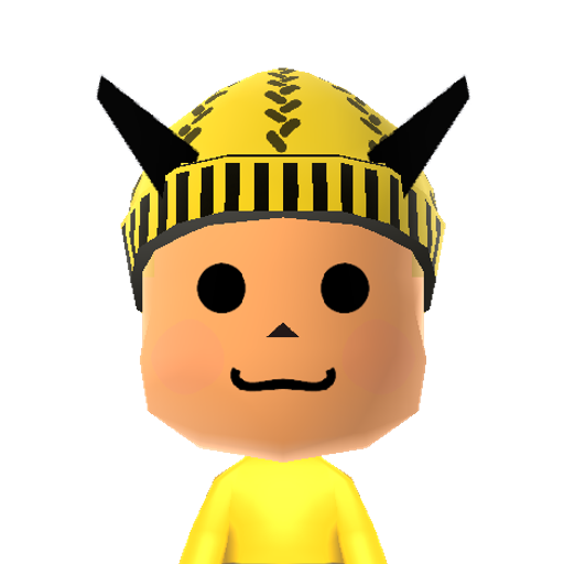 Pikachu Mii character: Mouse-like pokemon. It raises its tail to check its surroundings. The tail is sometimes struck by lightning in this pose.
