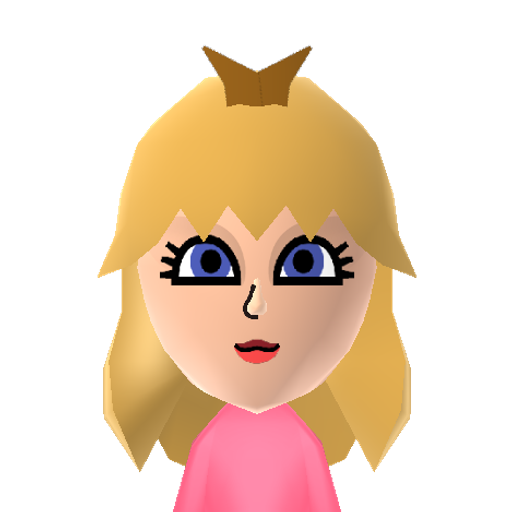 P.Peach Mii character: The damsel in distress from the Mario Bros. series. Also a racer and a fighter.