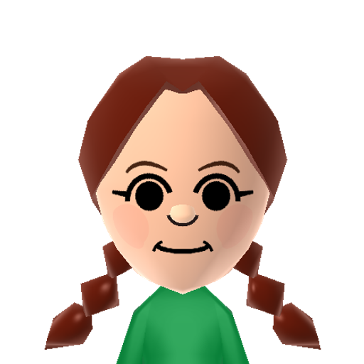 Tomoko Mii character: A Mii from Wii Sports Resort: Meme Squad, a mod for Wii Sports Resort