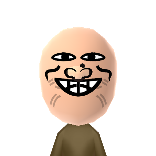 TROLL FACE Mii character: This is a Mii uploaded for the 3DS version and distributed by Mii Central for both the 3DS and Switch versions of Miitopia.