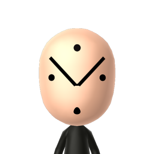 MiiClock Mii character: A face art mii that resembles the face of an analog clock.